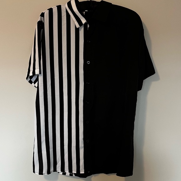 Collared spliced striped and black shirt. - Picture 2 of 5